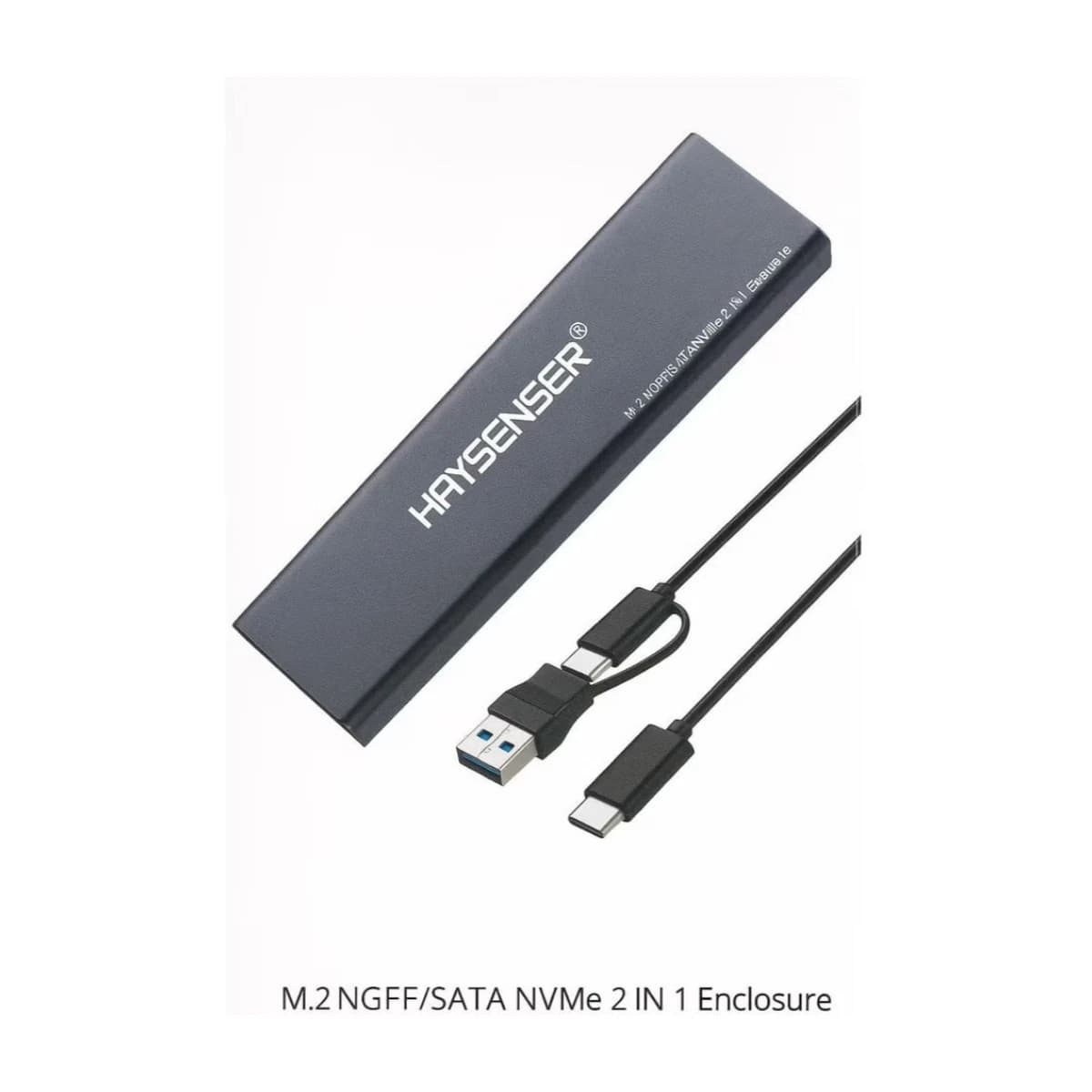 Haysenser M.2 SSD Enclosure USB 3.2 Gen 2 (10Gbps) - NVMe & SATA NGFF - High Resolution View 2 | Elmougi Store UAE