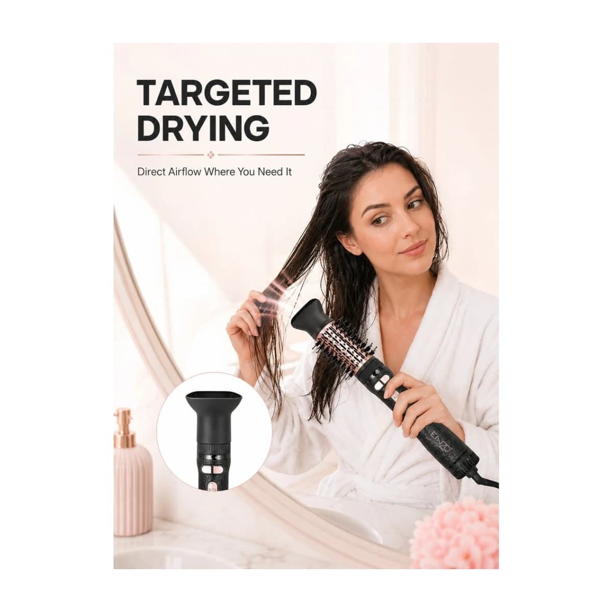 ENZO Professional 3-in-1 Hot Air Brush - High Resolution View 3 | Elmougi Store UAE