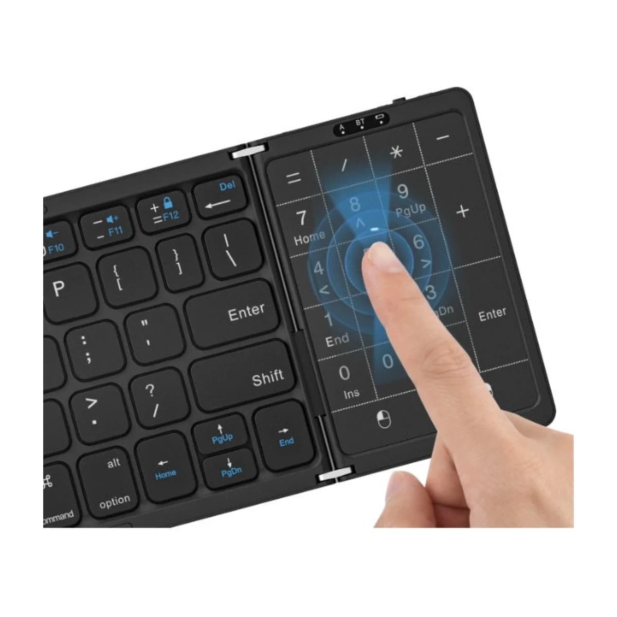 Porodo Minima Slim Folding Keyboard with Touchpad & Numpad - Bluetooth 5.0, Portable, Multi-OS Support - Black - High Resolution View 2 | Elmougi Store UAE