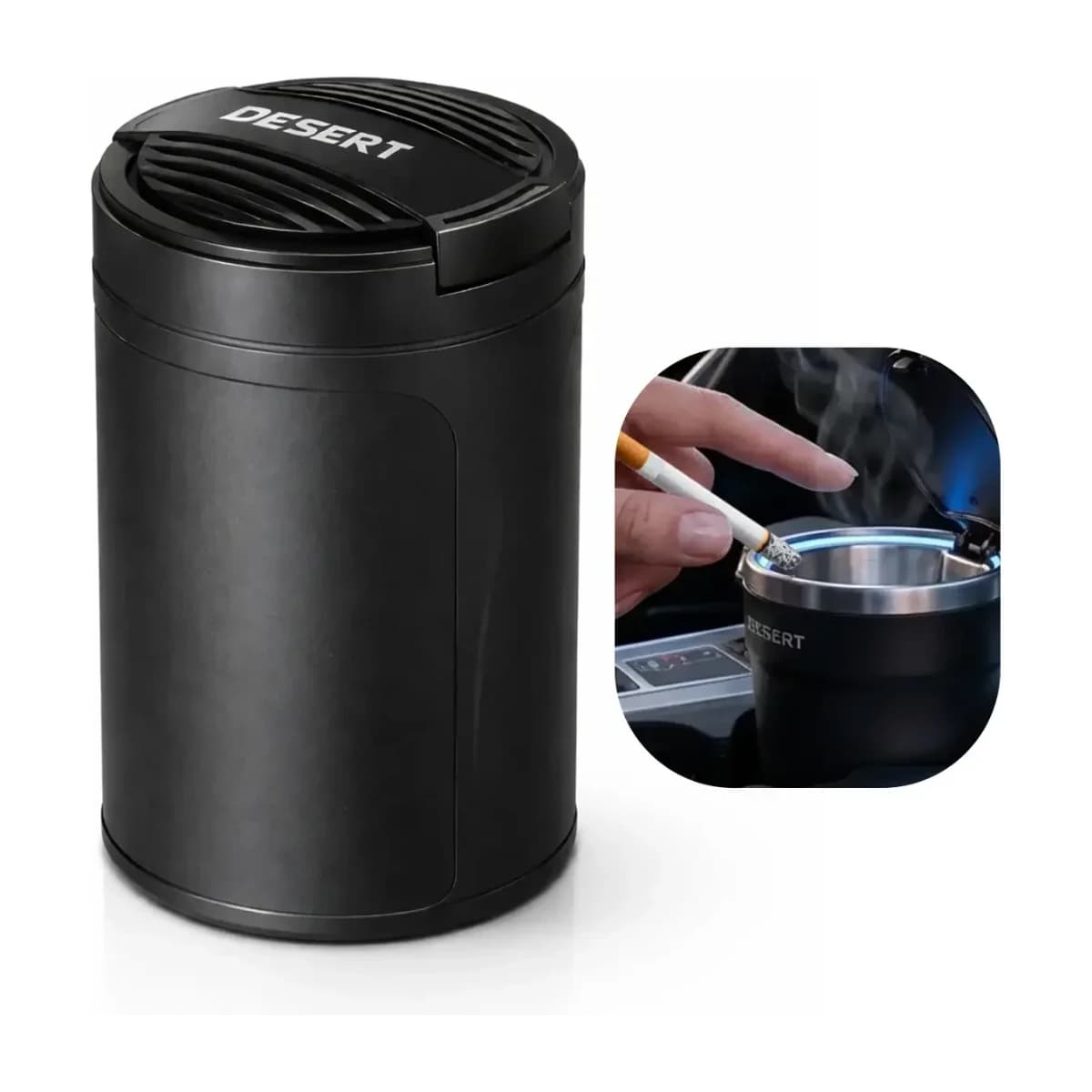 Car Ashtray with LED Light, Smokeless, Flame Retardant, Auto Ash Cup - High Resolution View 1 | Elmougi Store UAE