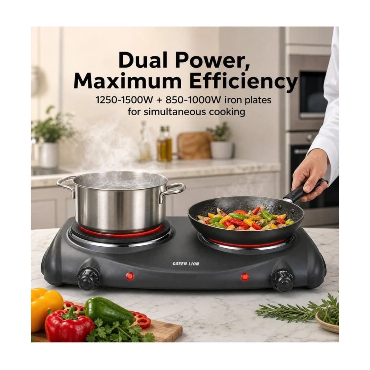 Green Lion Double Plate Electric Stove 2500W - High Resolution View 5 | Elmougi Store UAE