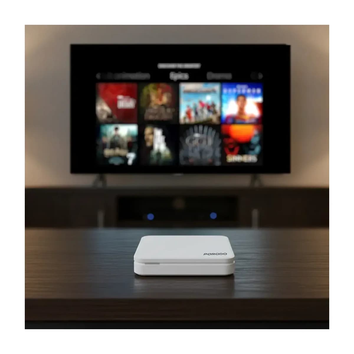 Porodo EcoBox Android TV Box with 4K Ultra HD Streaming - White - High Resolution View 2 | Elmougi Store UAE
