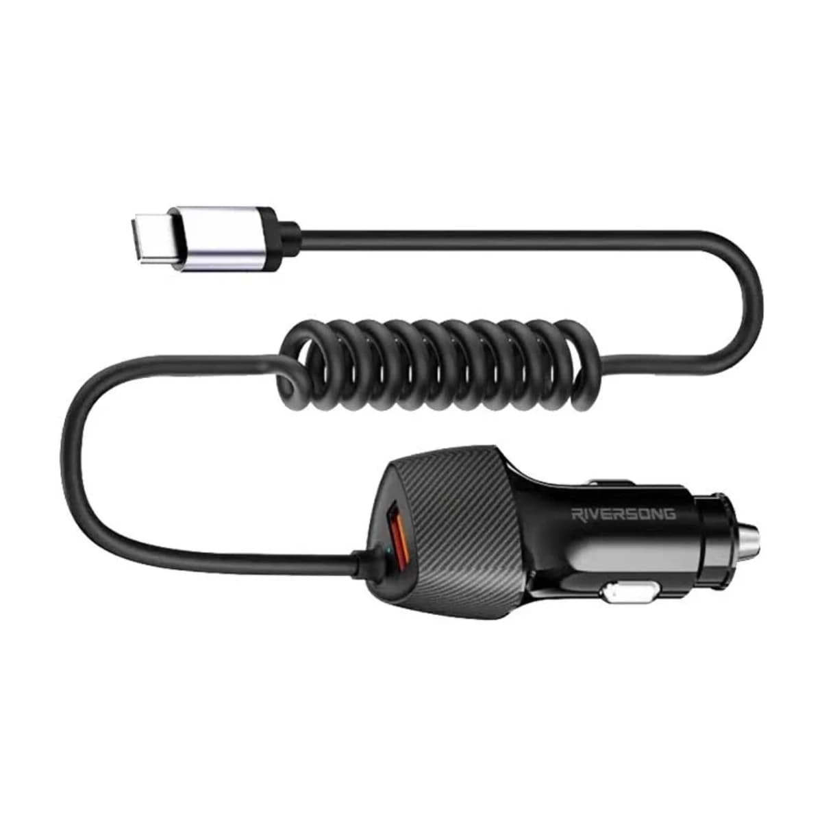Riversong PD 20W Fast CC38-T Car Charger with Type-C Cable - Black - High Resolution View 2 | Elmougi Store UAE