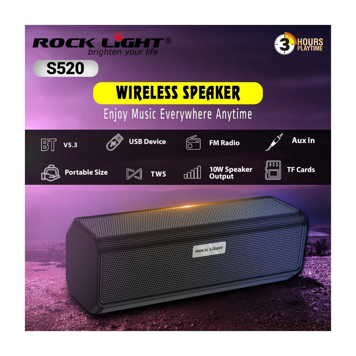 Rocklite S520 10W Bluetooth Speaker - High Resolution View 1 | Elmougi Store UAE
