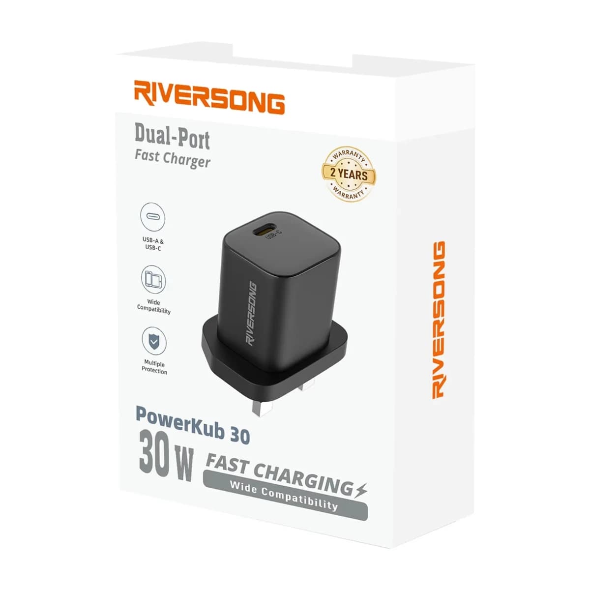 Riversong AD136 PD 30W 1C Fast Wall Charger - Black - High Resolution View 2 | Elmougi Store UAE
