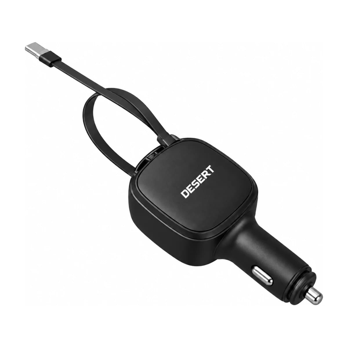 Desert DS-3108 90W Car Charger with Retractable Cable, USB-A & USB-C PD - High Resolution View 1 | Elmougi Store UAE