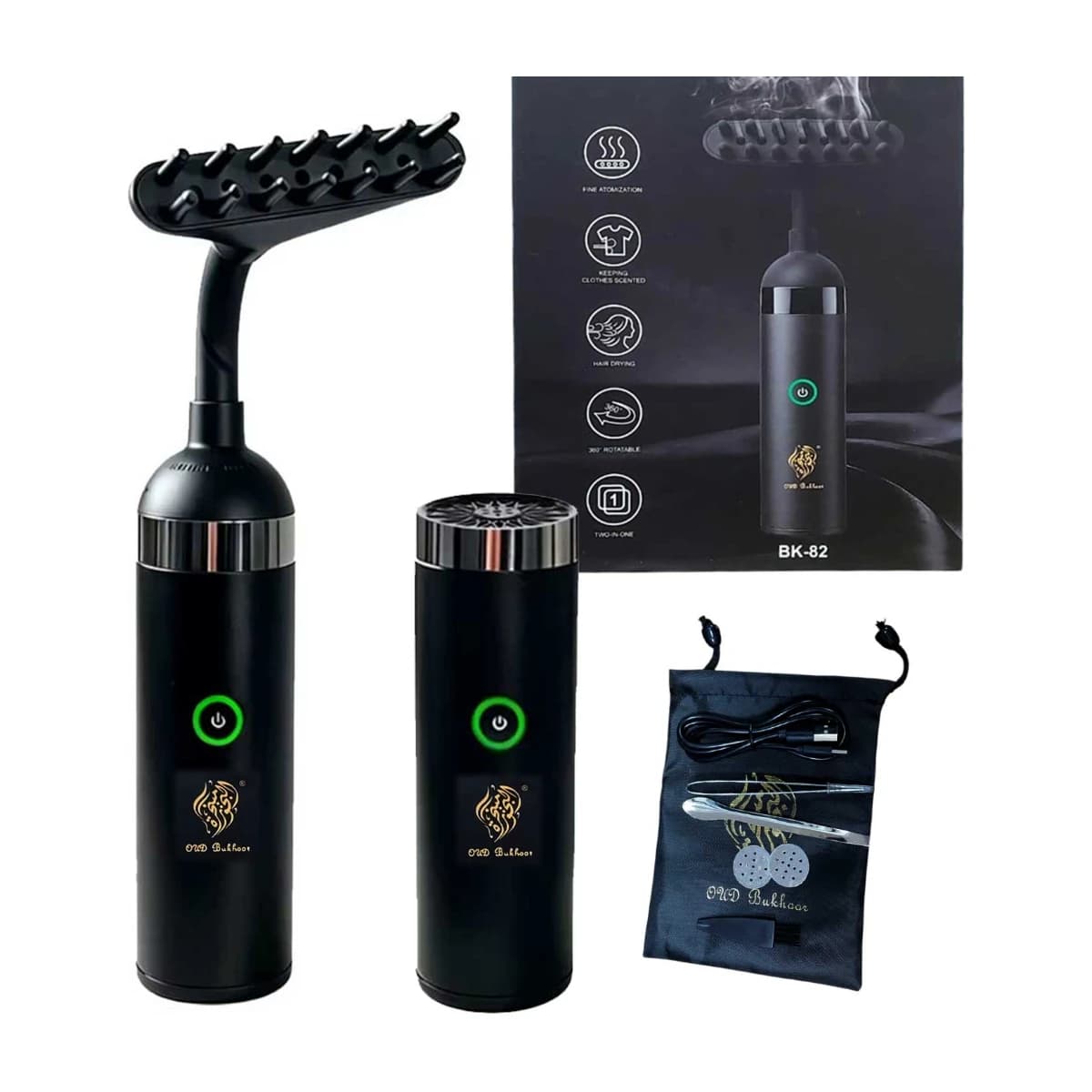 2-in-1 Portable Electronic Oud Burner & Rotating Hair and Clothes Diffuser – BK-82 - High Resolution View 1 | Elmougi Store UAE