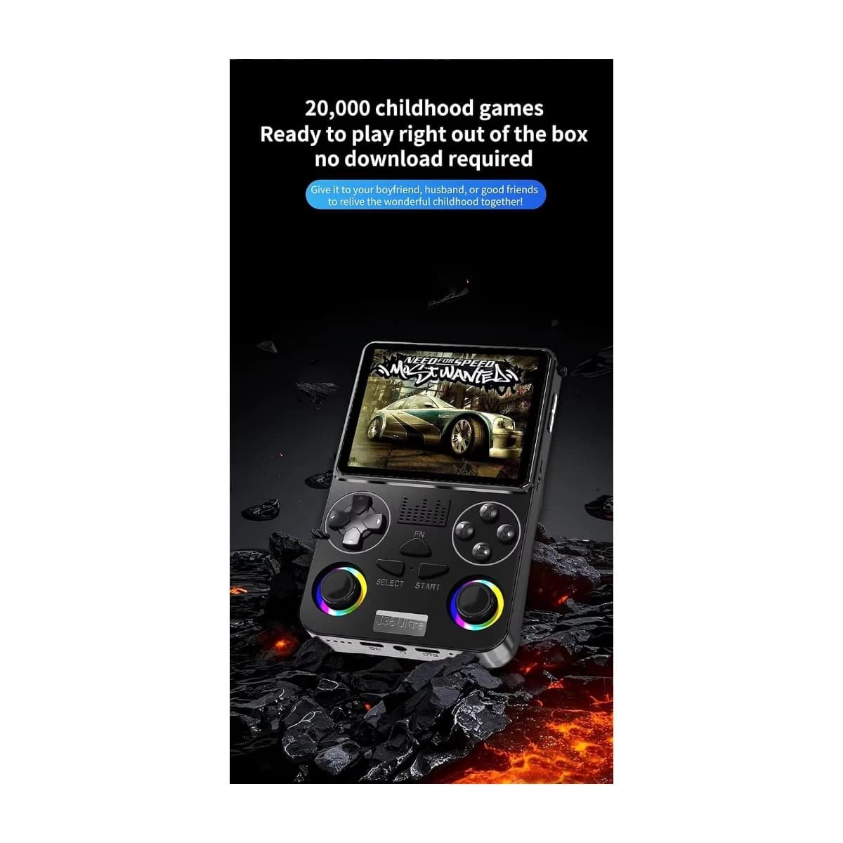 J36 Ultra Handheld Gaming Console with RGB Joysticks - High Resolution View 4 | Elmougi Store UAE