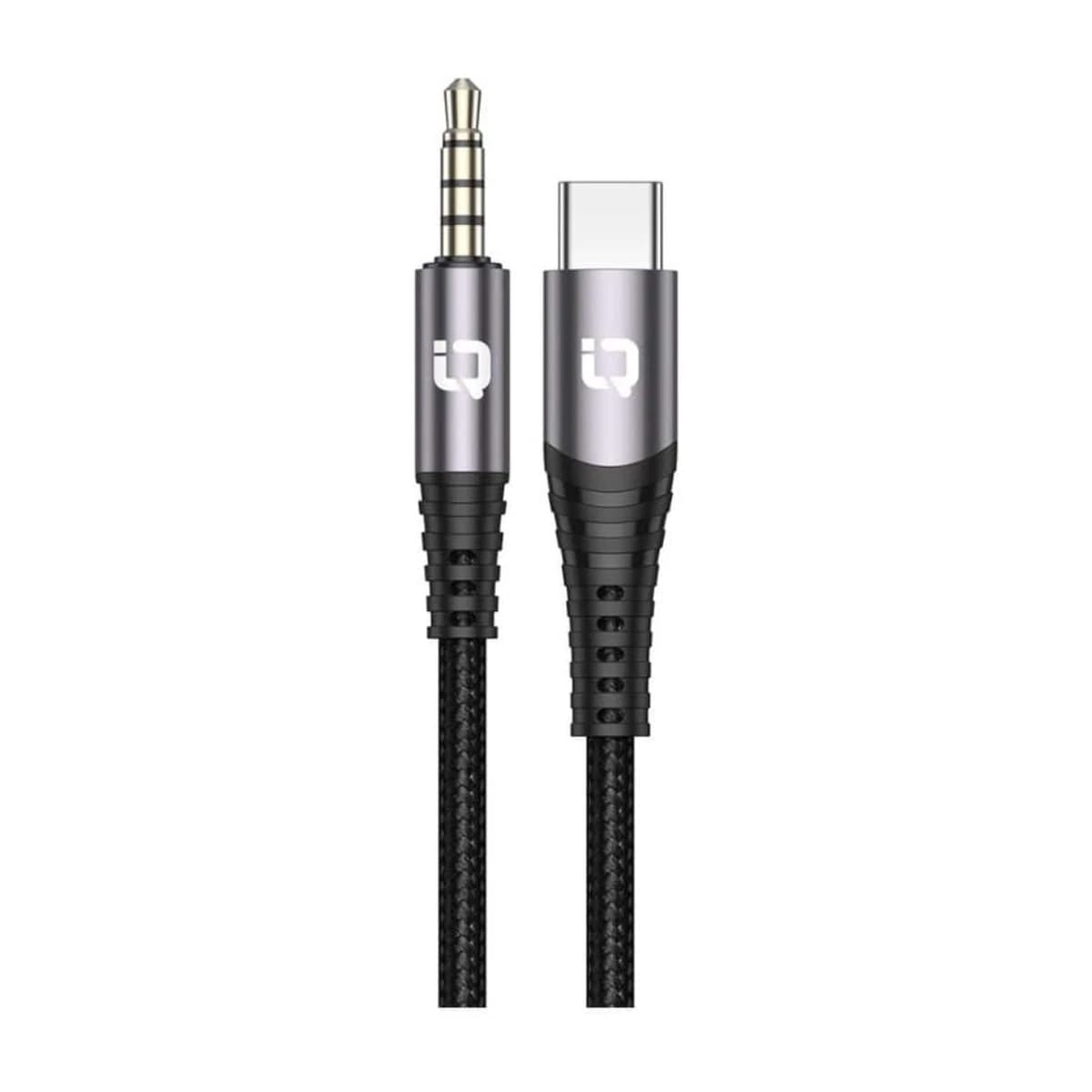 IQ Touch USB-C to 3.5mm Nylon Braided Audio Cable - 1 Meter - High Resolution View 1 | Elmougi Store UAE