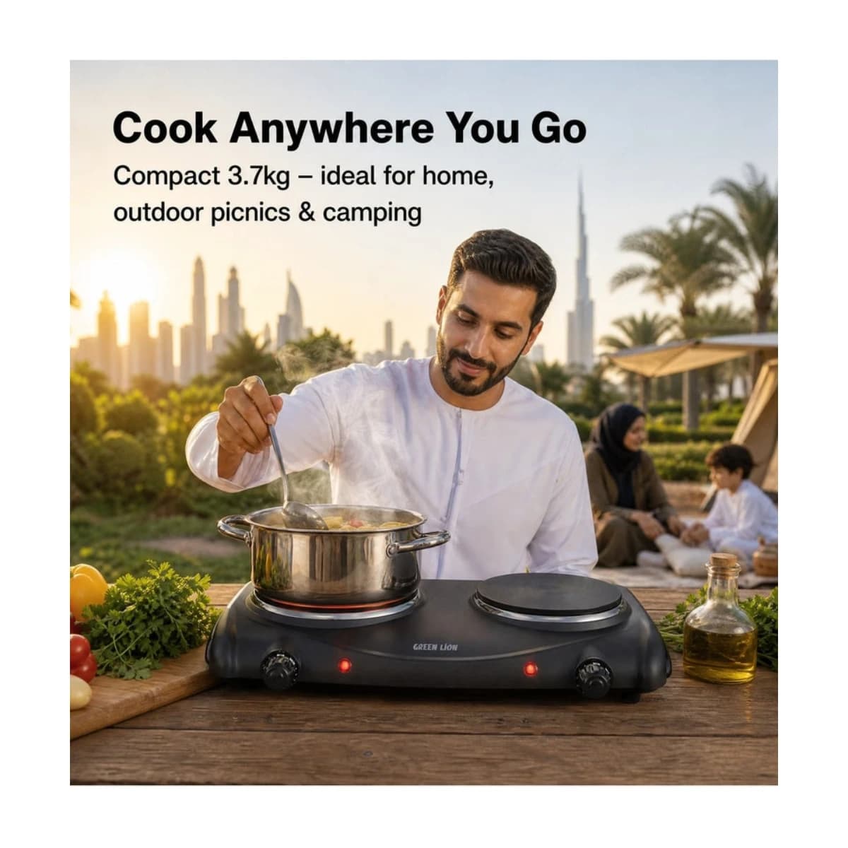 Green Lion Double Plate Electric Stove 2500W - High Resolution View 2 | Elmougi Store UAE