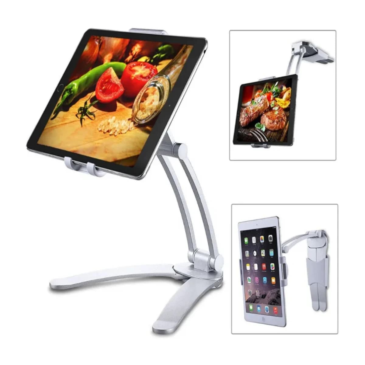 2-in-1 Kitchen Tablet Mount Stand - Wall Mount & Desk Stand for 7-12 Inch Tablets - High Resolution View 1 | Elmougi Store UAE