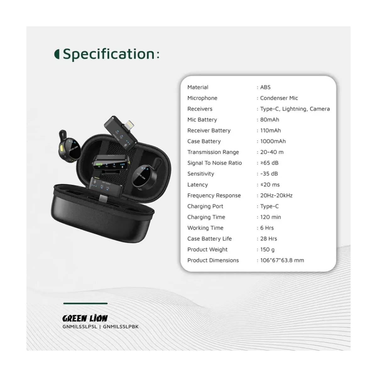 Green Lion GM-85X 3-in-1 Wireless Microphone - Black - High Resolution View 2 | Elmougi Store UAE