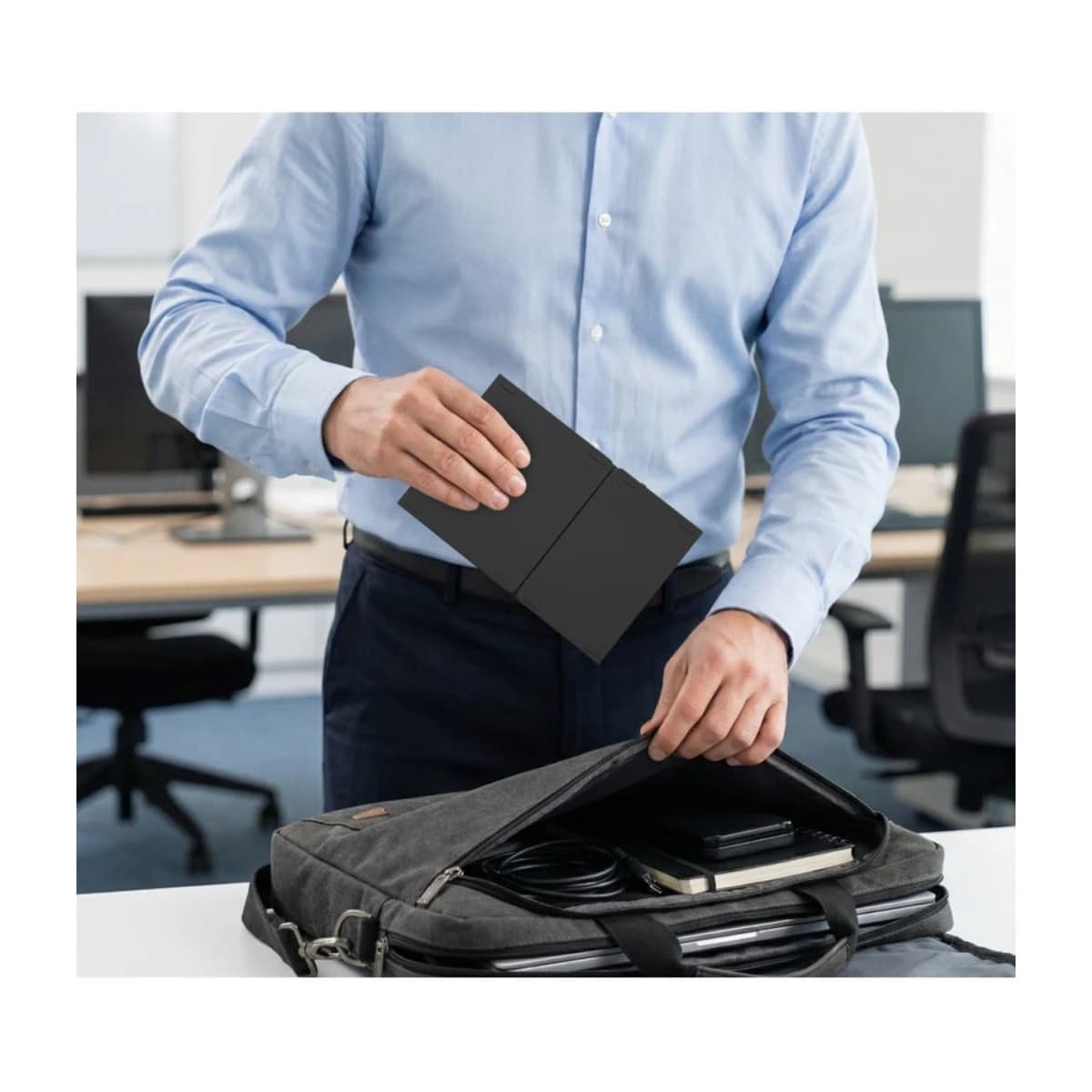 Porodo Minima Slim Folding Keyboard with Touchpad & Numpad - Bluetooth 5.0, Portable, Multi-OS Support - Black - High Resolution View 3 | Elmougi Store UAE