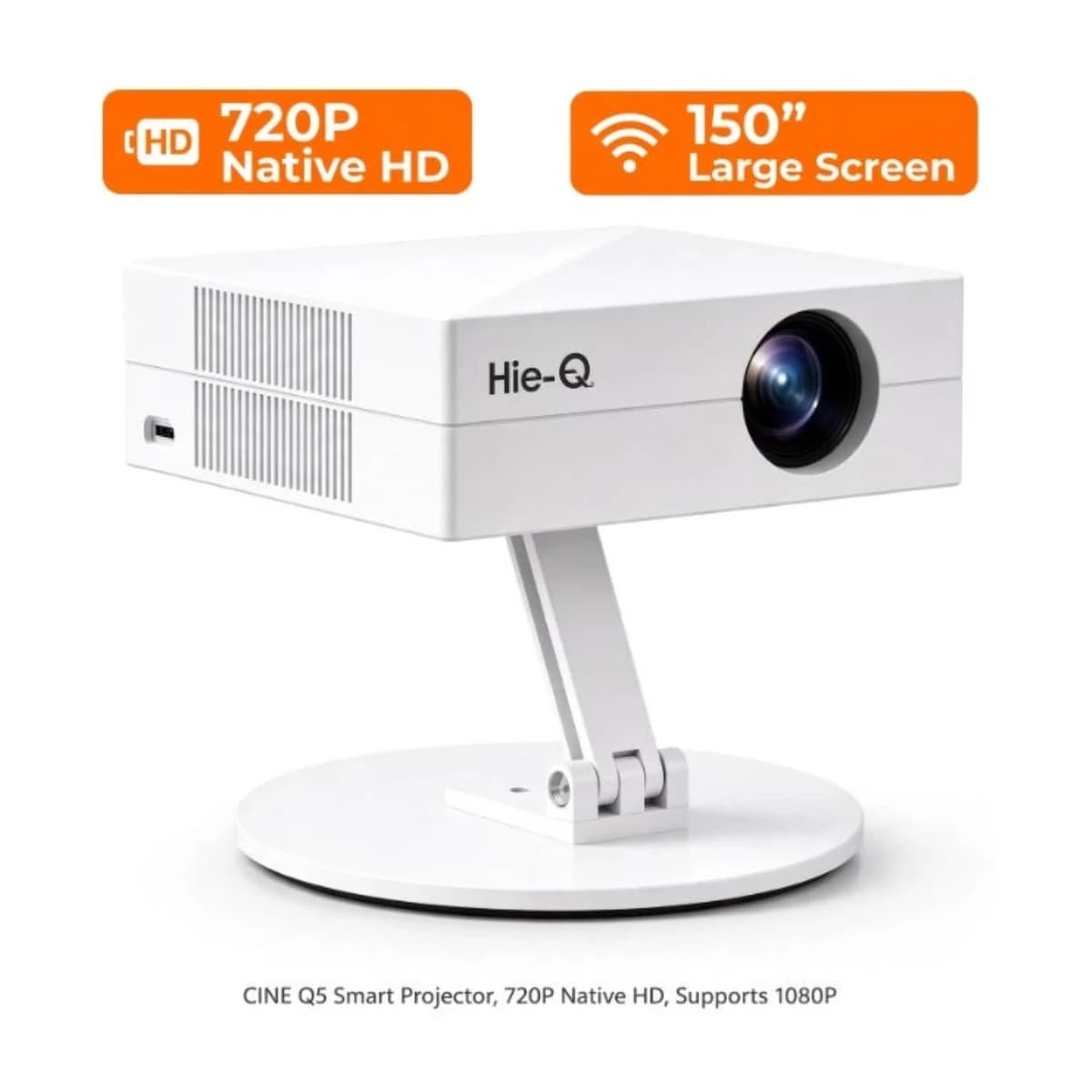 Cine Q5 Smart Projector - 720p Native HD, 1080p Support, WiFi, HDMI, USB, Portable - High Resolution View 1 | Elmougi Store UAE