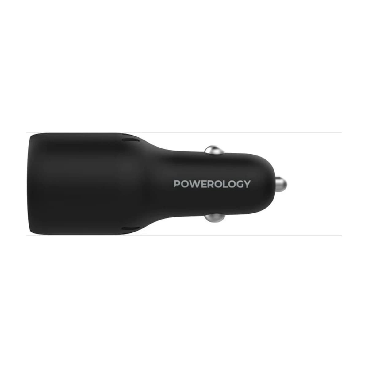Powerology Triple Ports Car Charger with Type-C Cable - Black - High Resolution View 2 | Elmougi Store UAE