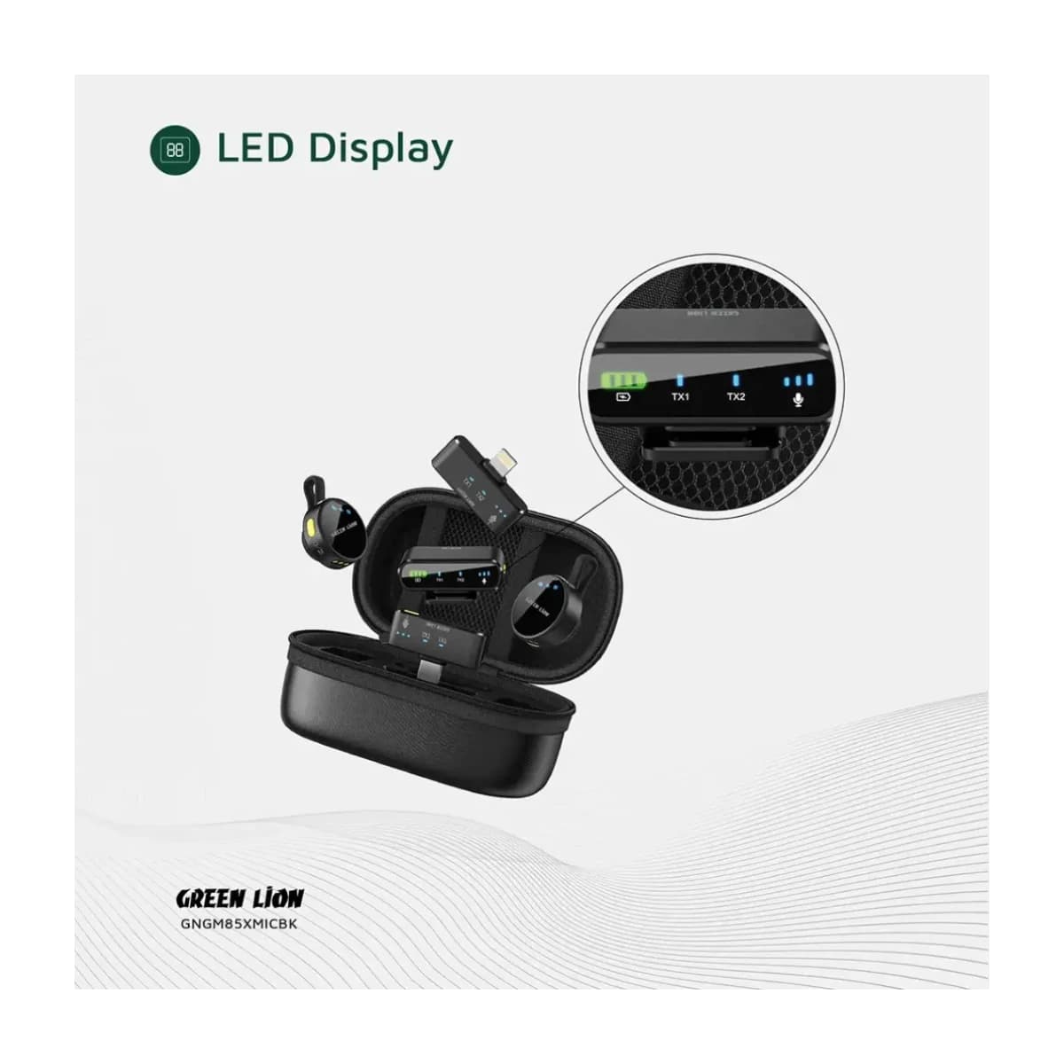 Green Lion GM-85X 3-in-1 Wireless Microphone - Black - High Resolution View 4 | Elmougi Store UAE