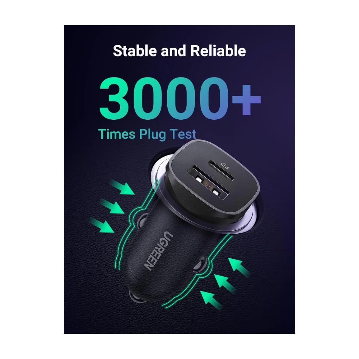 UGREEN 30W Type-C USB Dual Port Car Charger CD130 - High Resolution View 2 | Elmougi Store UAE