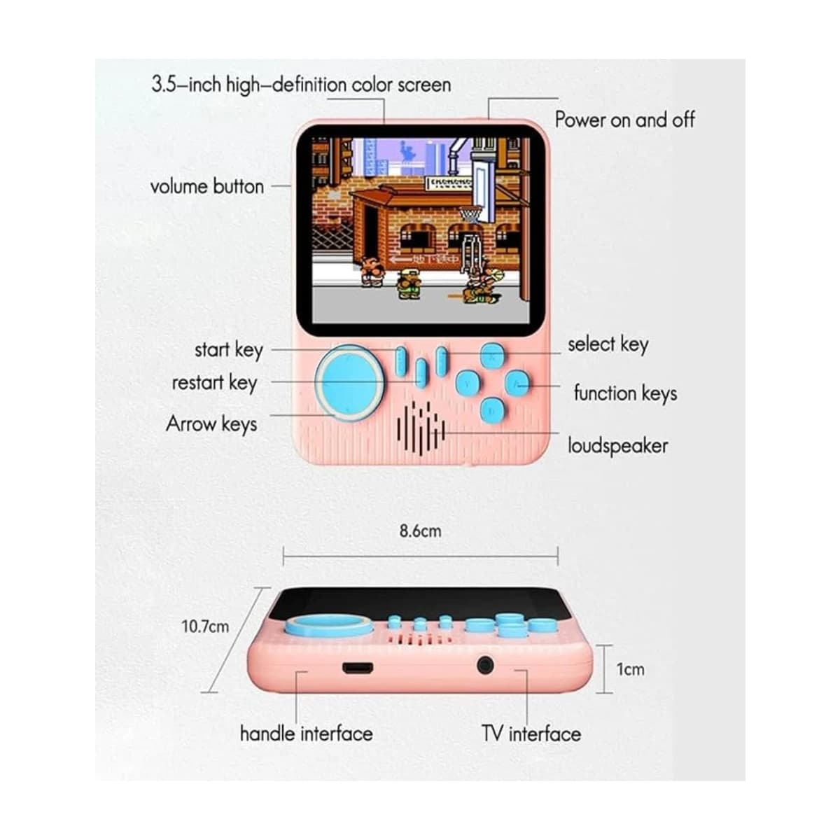 G7 Retro Handheld Mini Game Console, 3.5-Inch LCD, 666 Built-in Games - High Resolution View 2 | Elmougi Store UAE