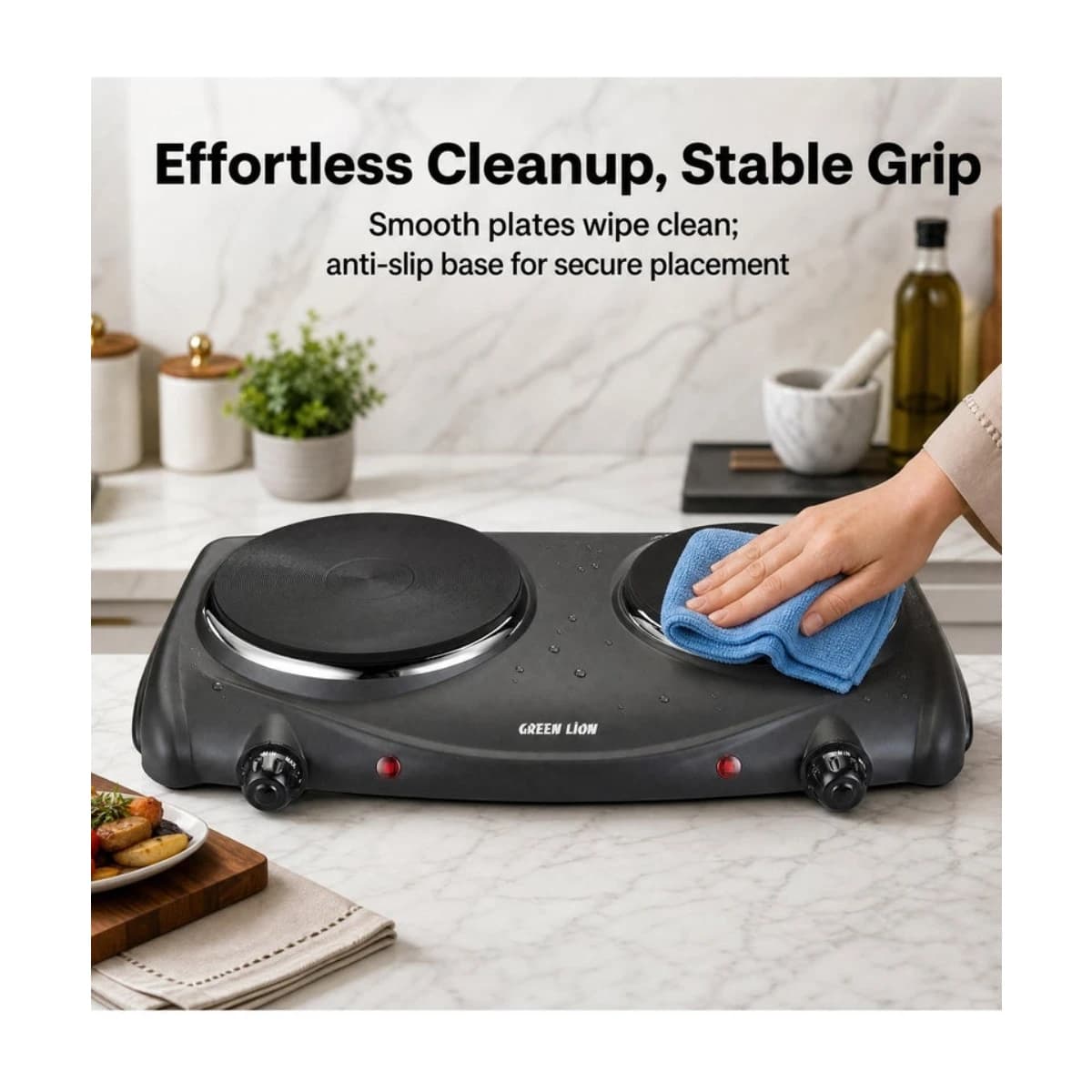 Green Lion Double Plate Electric Stove 2500W - High Resolution View 3 | Elmougi Store UAE