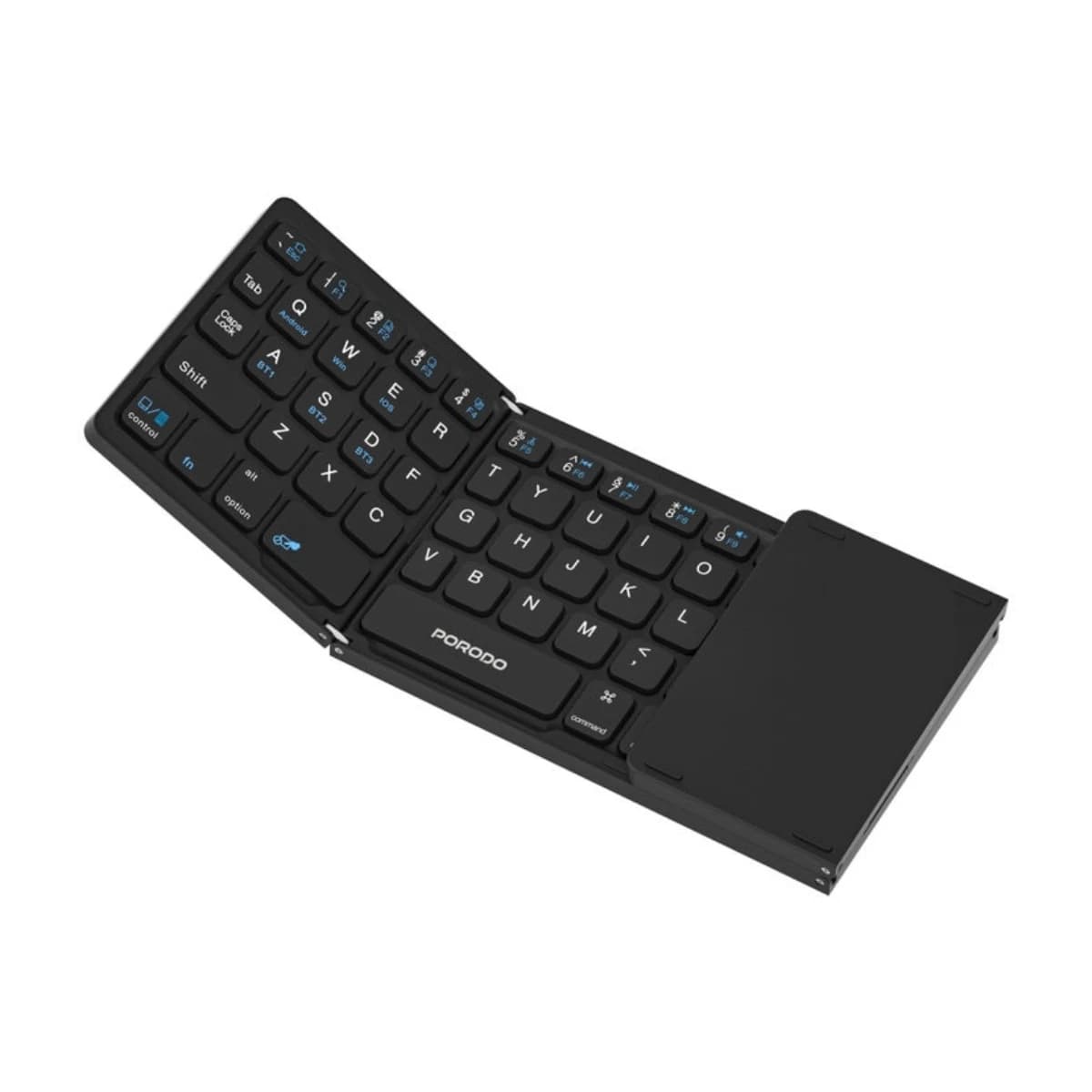 Porodo Minima Slim Folding Keyboard with Touchpad & Numpad - Bluetooth 5.0, Portable, Multi-OS Support - Black - High Resolution View 1 | Elmougi Store UAE