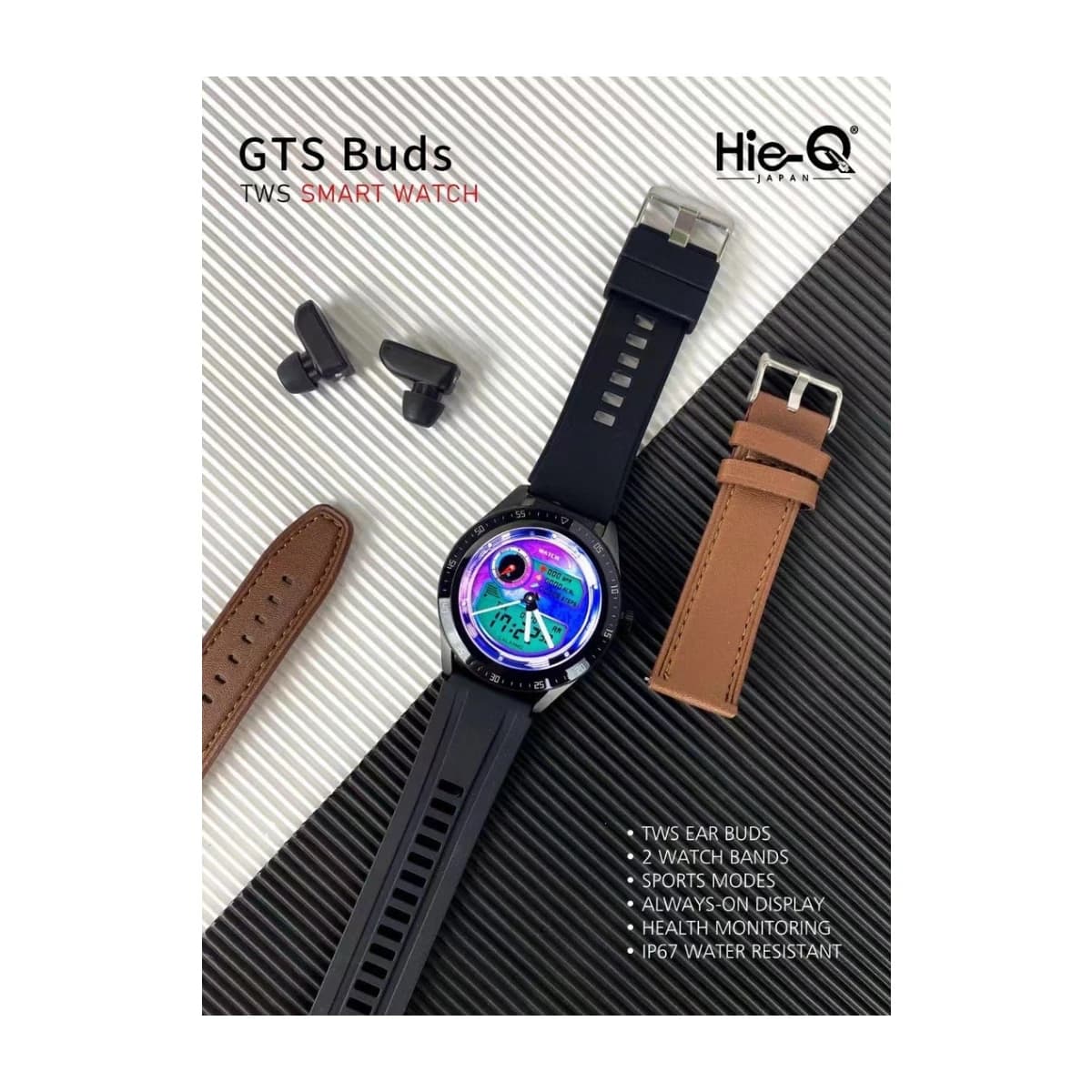 Hie-Q GTS Buds TWS Smart Watch with Wireless Earbuds - High Resolution View 4 | Elmougi Store UAE