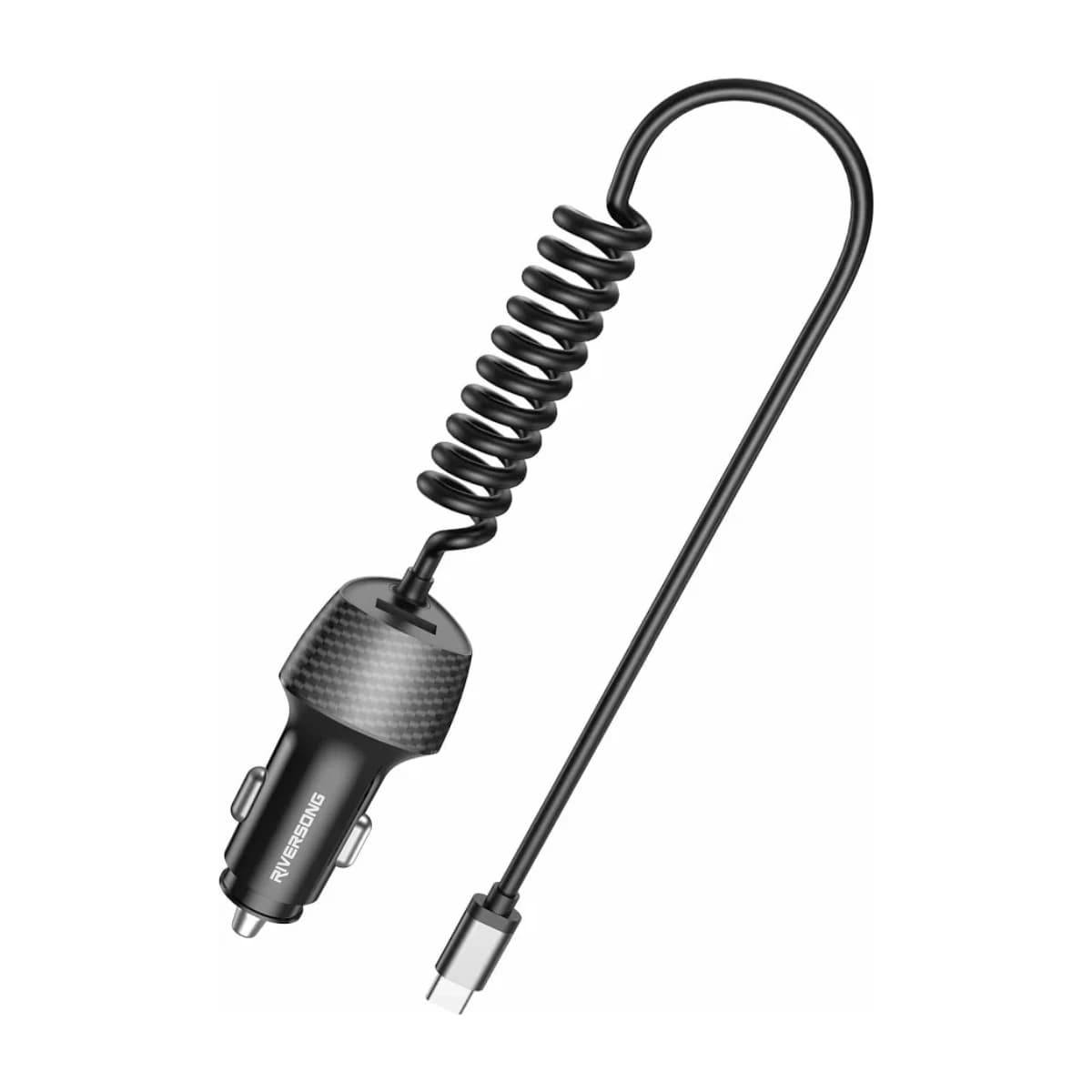 Riversong PD 20W Fast CC38-T Car Charger with Type-C Cable - Black - High Resolution View 3 | Elmougi Store UAE