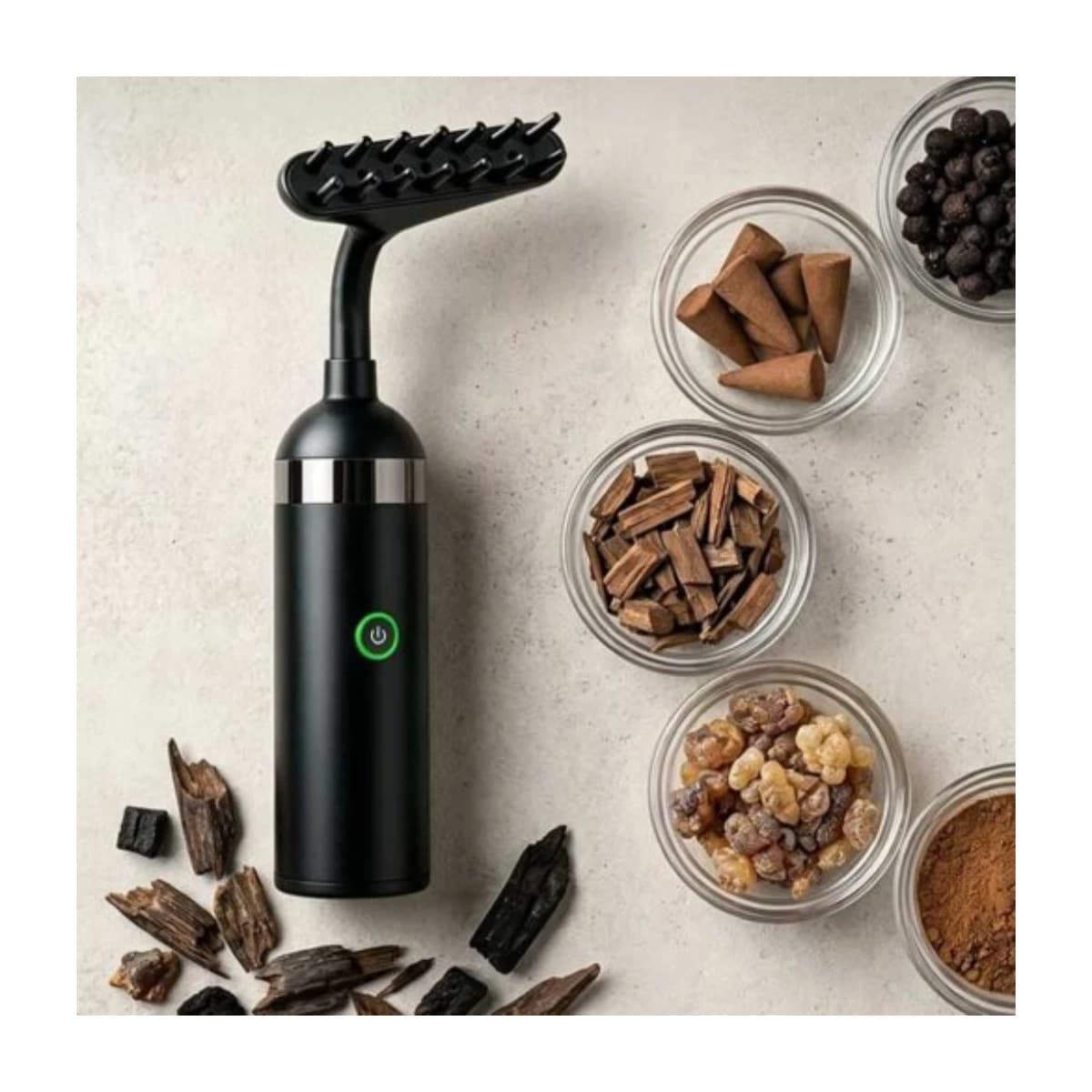 2-in-1 Portable Electronic Oud Burner & Rotating Hair and Clothes Diffuser – BK-82 - High Resolution View 2 | Elmougi Store UAE