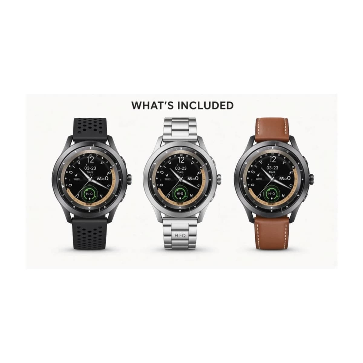 Hie-Q WR-44 Smart Watch Super AMOLED Display with 3 Straps - High Resolution View 2 | Elmougi Store UAE
