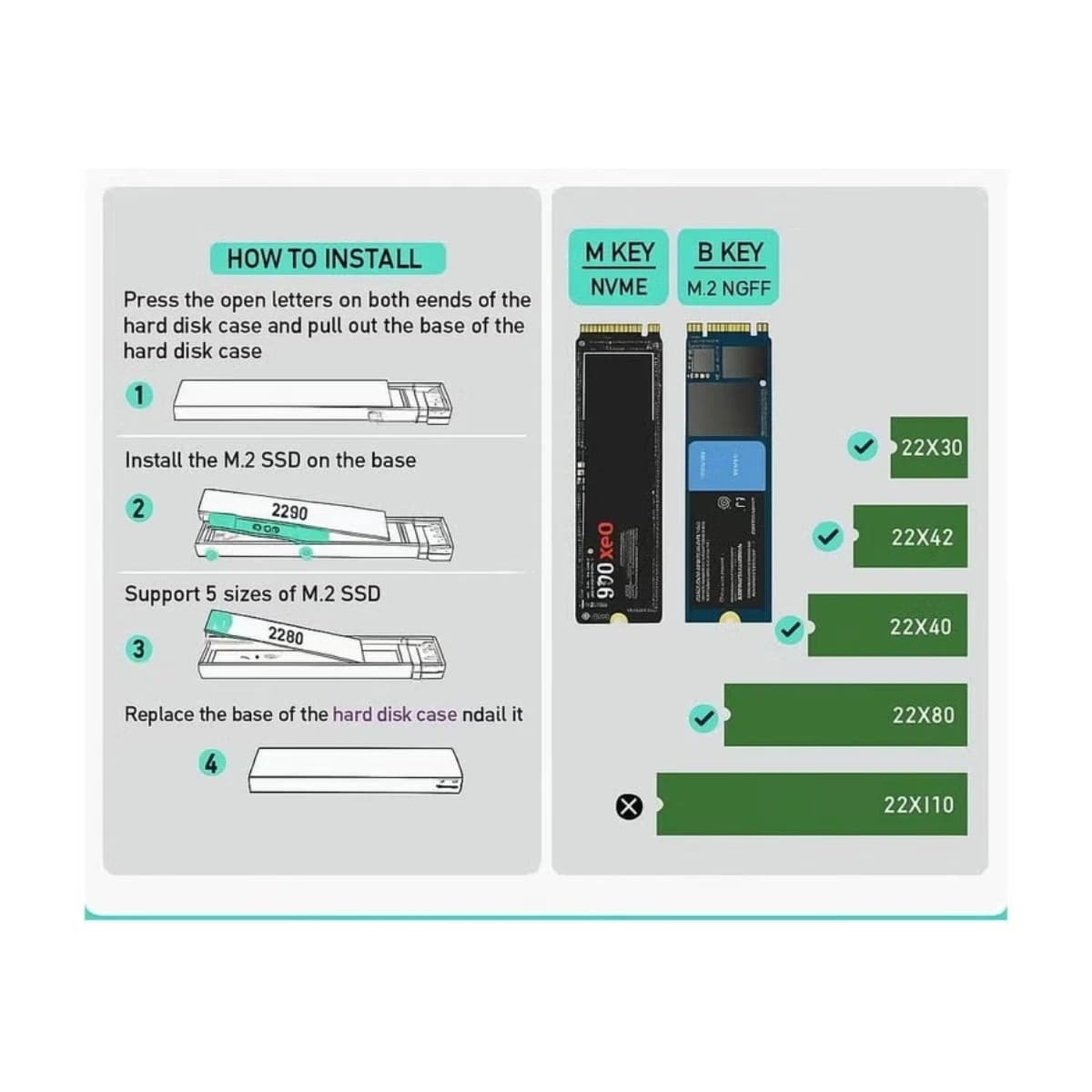 Haysenser M.2 SSD Enclosure USB 3.2 Gen 2 (10Gbps) - NVMe & SATA NGFF - High Resolution View 3 | Elmougi Store UAE