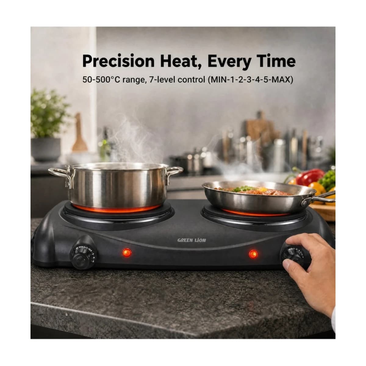Green Lion Double Plate Electric Stove 2500W - High Resolution View 4 | Elmougi Store UAE