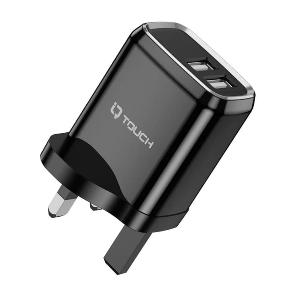 IQ TOUCH 12W Dual Port USB-A Wall Charger with 1M Lightning Cable - High Resolution View 2 | Elmougi Store UAE