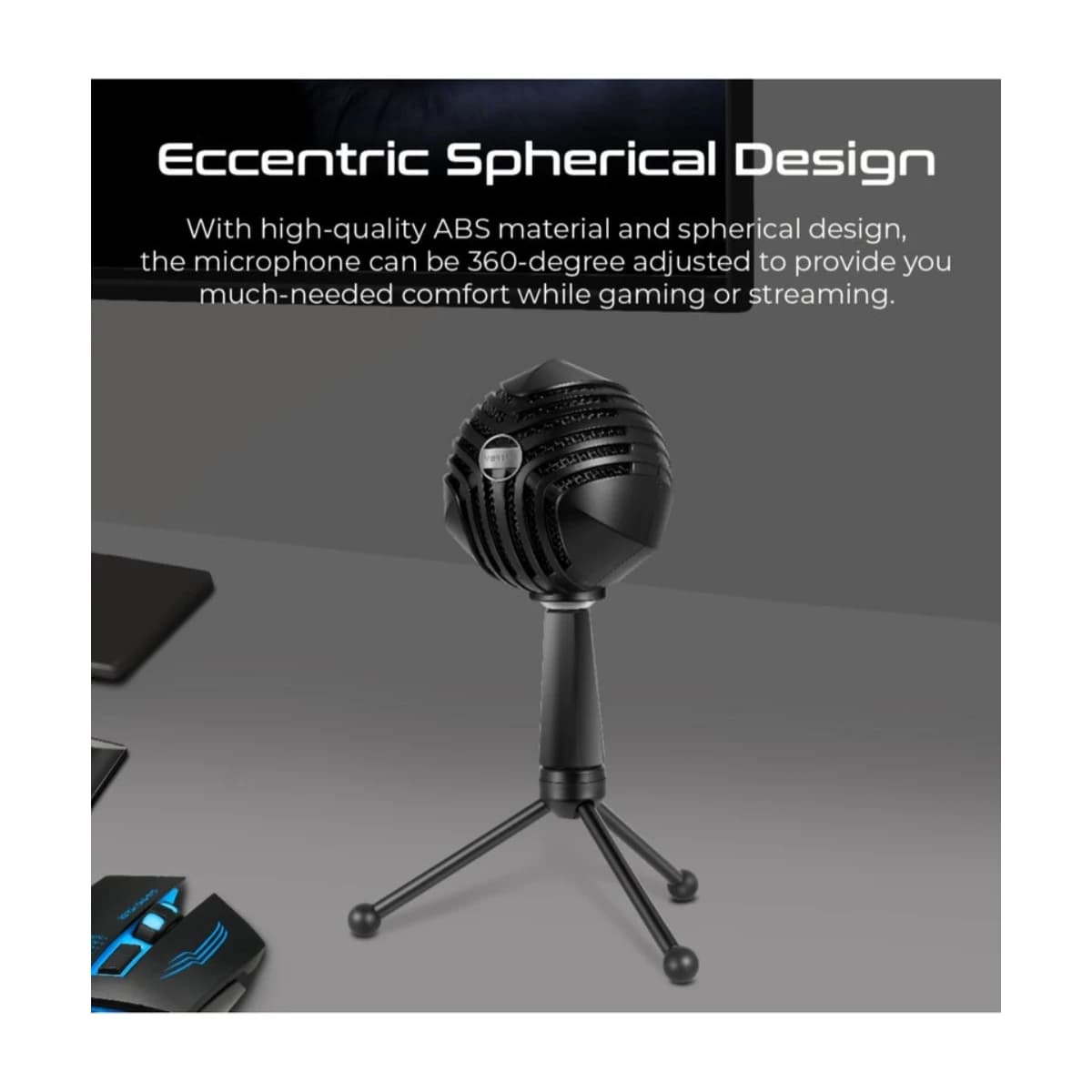 Vertux Sphere USB Condenser Microphone with LED Light - High Resolution View 3 | Elmougi Store UAE